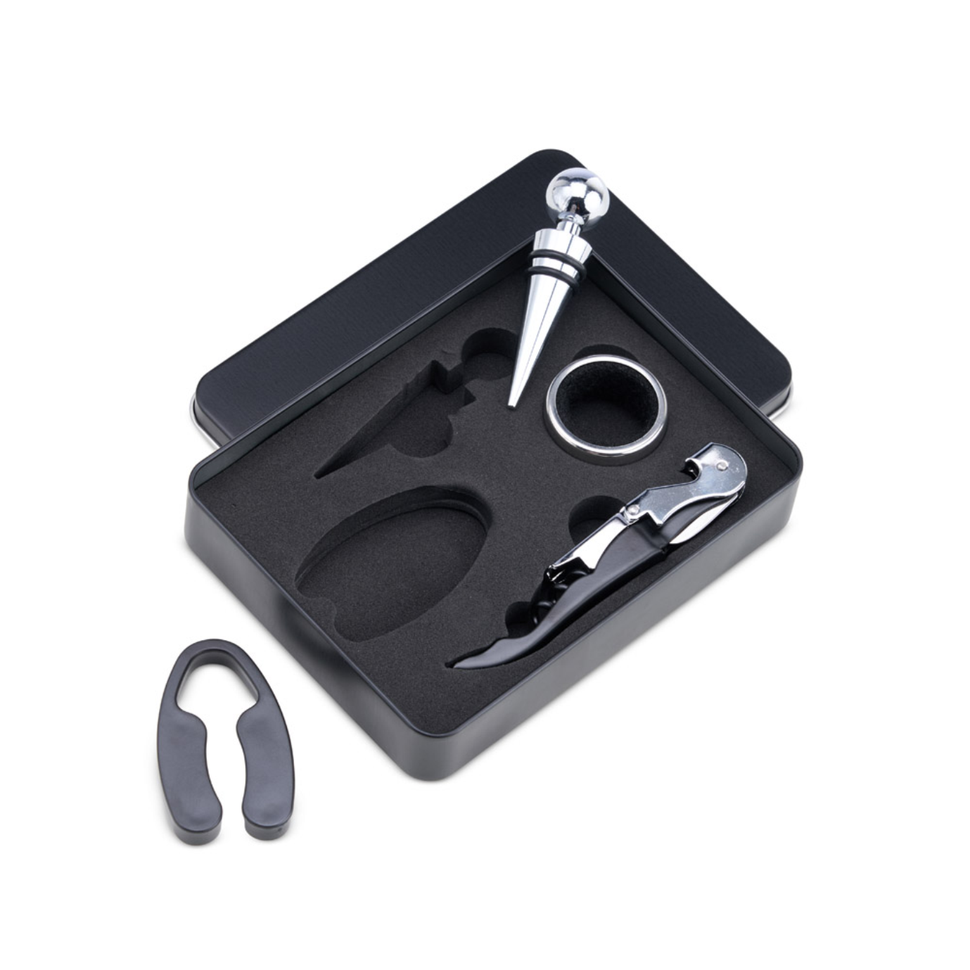 Conjunto De 4 Pecas Para Vinho Com Estojo Em Aluminio - Imagem 2