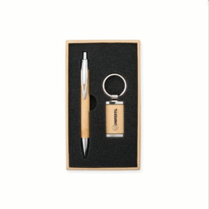 Kit Caneta e Chaveiro Bambu
