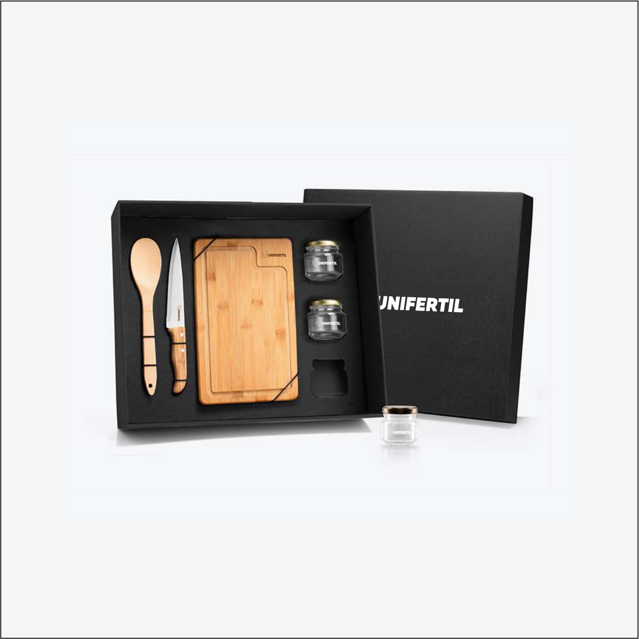 Conj. Para Cozinha E Tempero Em Bambu/Inox - 6 Pçs